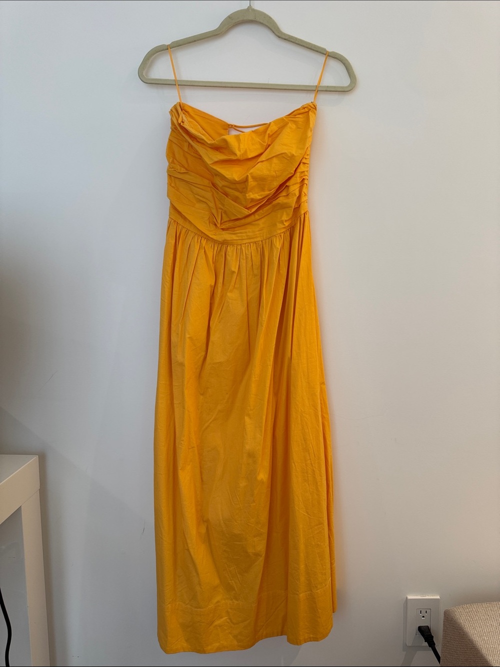 pistola Strapless Yellow Maxi Dress with Ruched Bodice